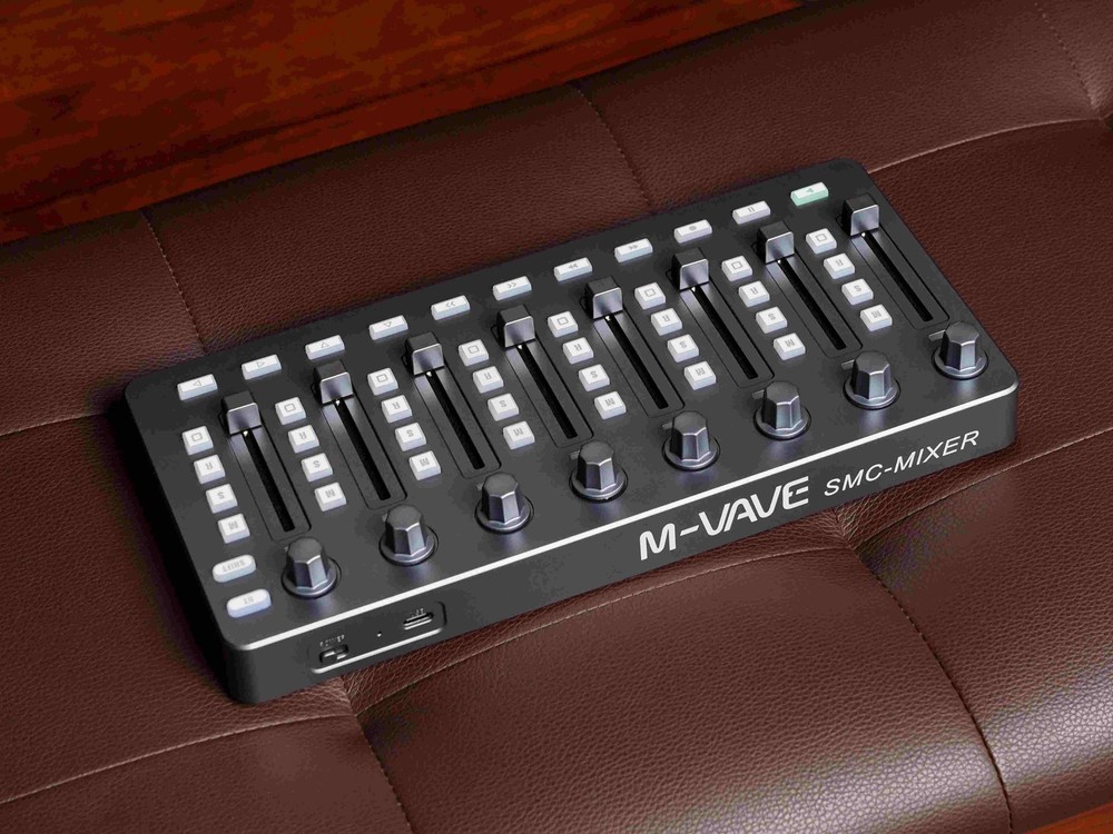 SMC MIXER Gray Wireless DAW Controller 8 Knobs 8 Faders Bluetooth USB Suitable f