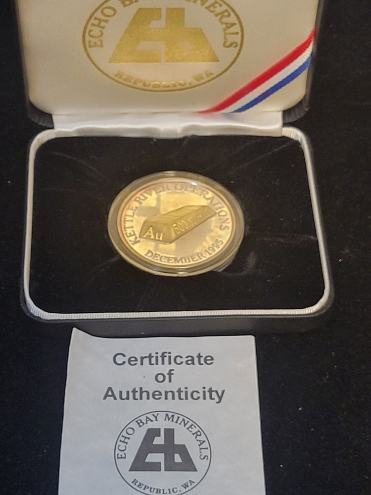 Rare Echo Bay Mining 1 Oz Silver Round Gold Gilted ✨️ Kettle River Operations