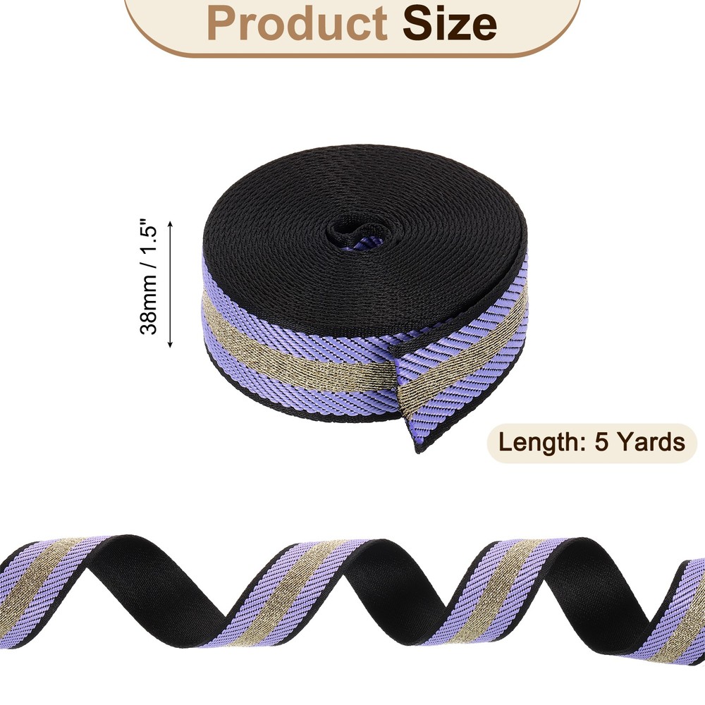 5Yards Nylon Webbing Strap, 38mm Striped Webbing Bag Strap, Purple