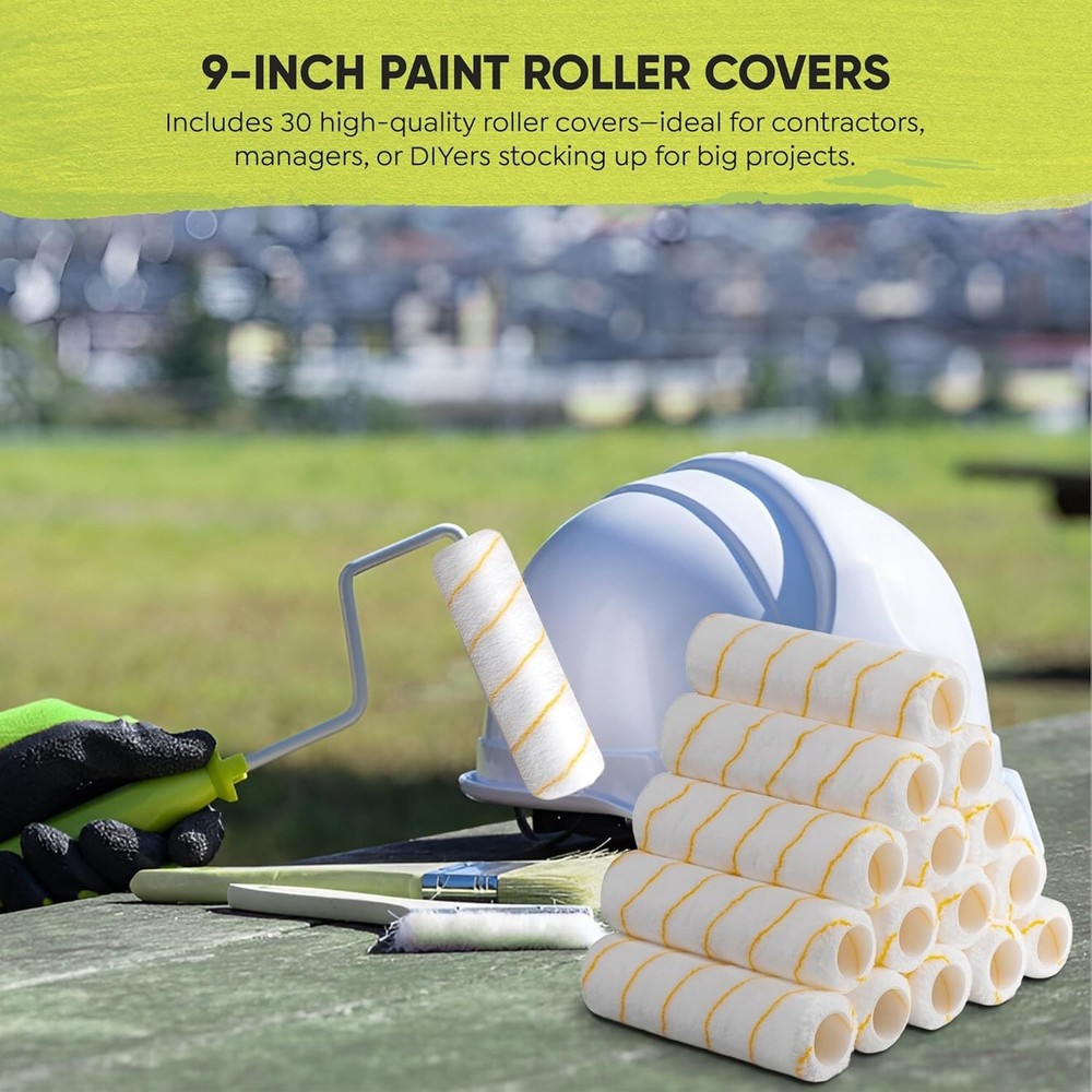 9" Premium High Elastic Microfiber Professional Paint Roller Covers 30 Pack