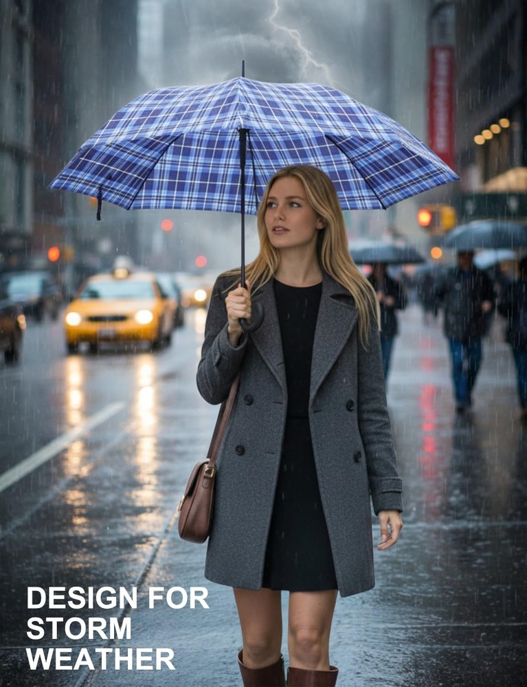 Best Large Stick Umbrella Windproof Automatic Open 50 Inch with Hook Handle Over