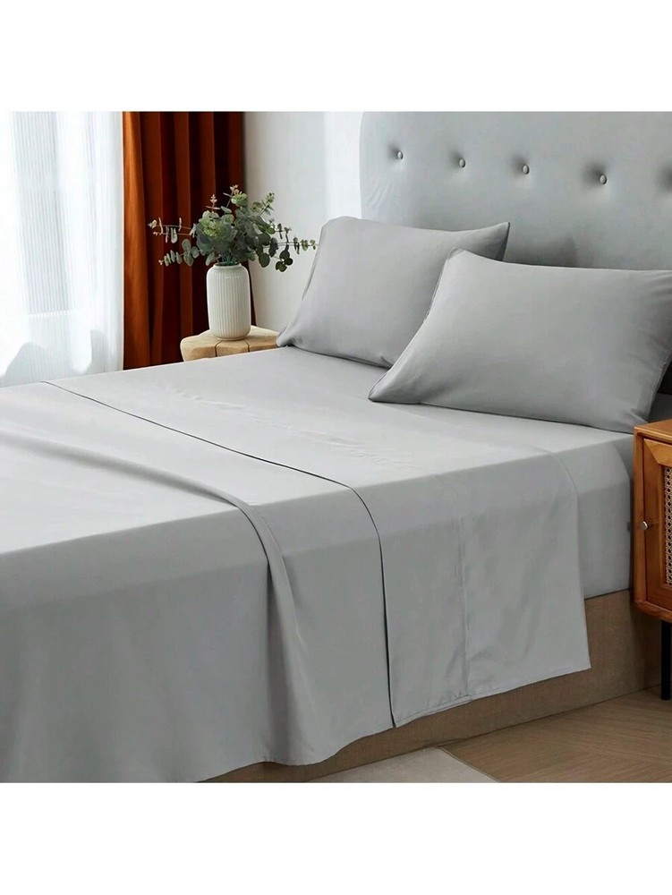 3/4 Piece Bed Sheet Soft Cooling Comfortable Breathable Bedding, Grey