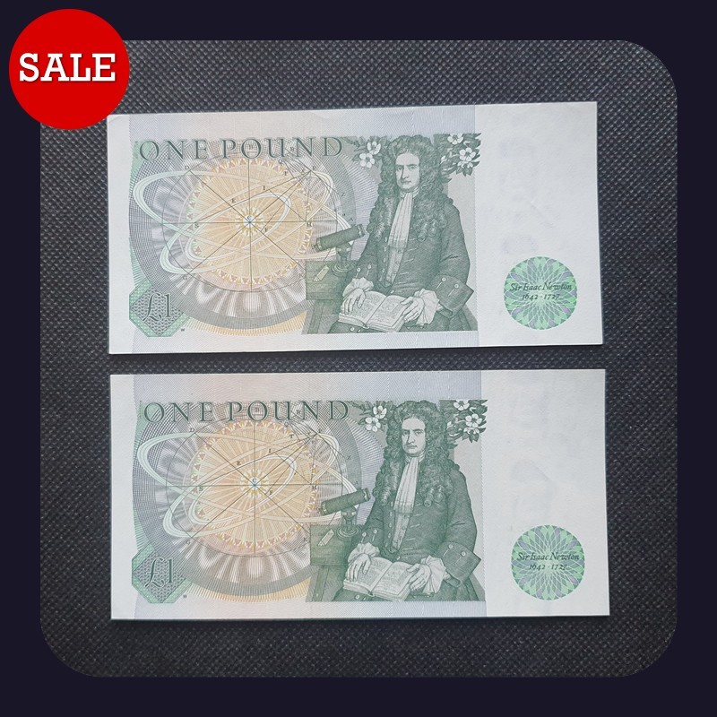 [BANKNOTES] CONSECUTIVE NOTES BY68 148282 - 283 £1 Note DHF Somerset