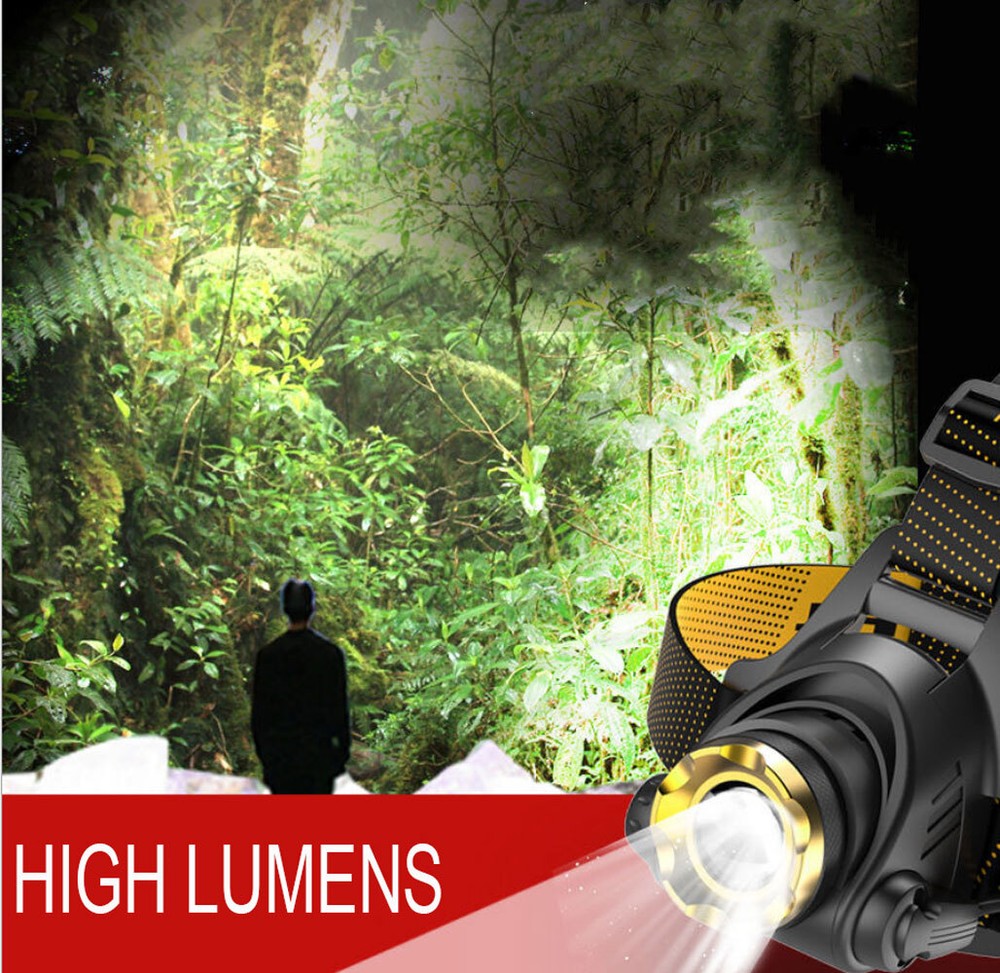Powerful 12000000LM LED Rechargeable Headlight Zoomable Headlamp Head Torch US