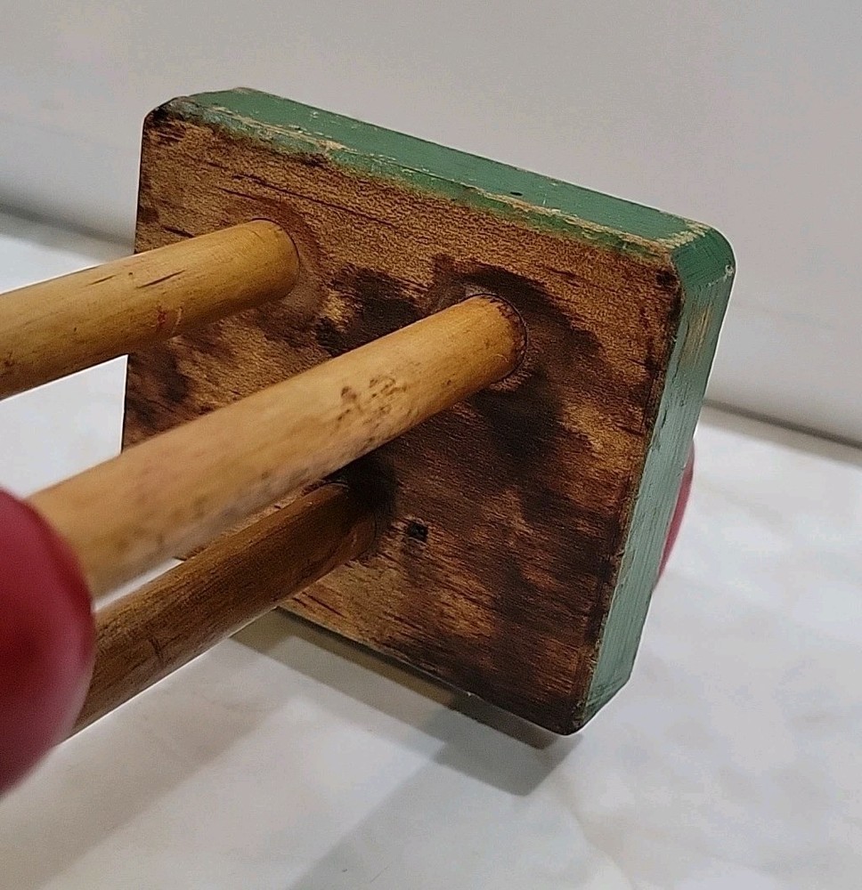 Vintage 1950s "Peg A Way" Wooden Pull Toy A Right Time Toy Missing Pull String