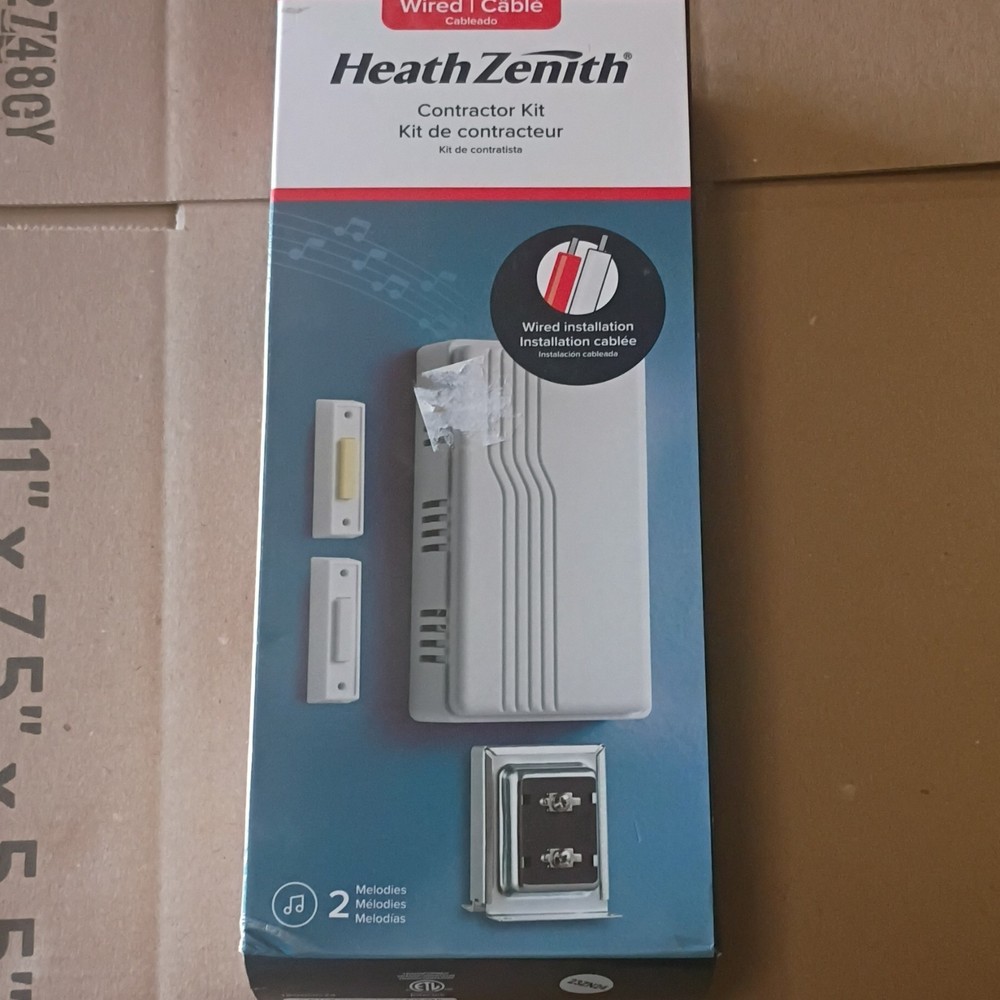 Heath Zenith Wired Door Chime Kit, Melody, Lighted Button, White