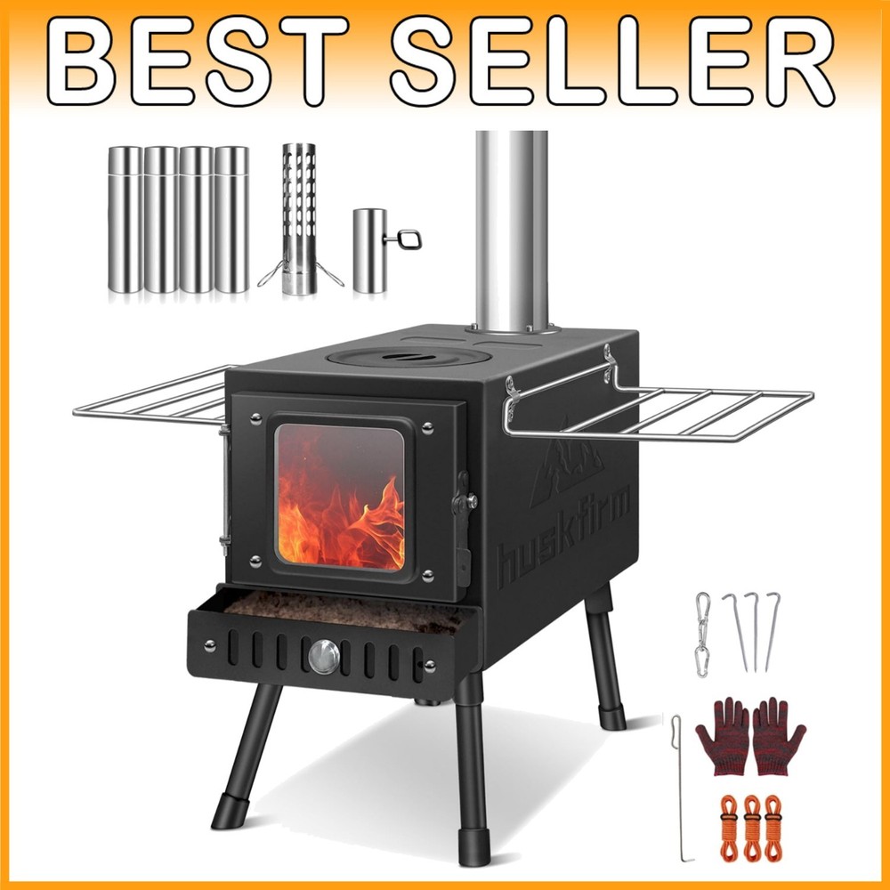 Folding Tent Stove for Camping, Cooking, Heating