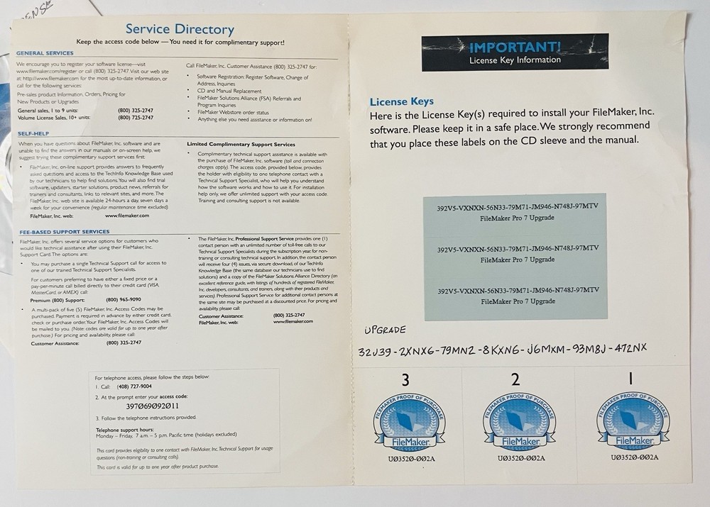 FileMaker Pro 7 Upgrade Retail Box 2004 Mac/Win Multilingual Complete