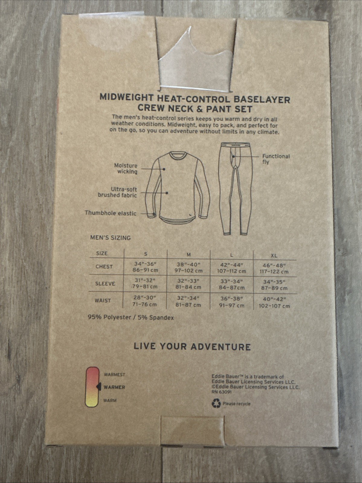 2-Piece Set Eddie Bauer Heavyweight Base Layer Crew / Pant Set Mens Medium Black