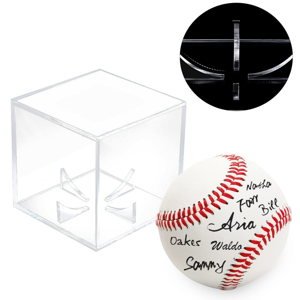 4 Pack Acrylic Baseball Display Case - UV Protected Baseball Holder for Display,