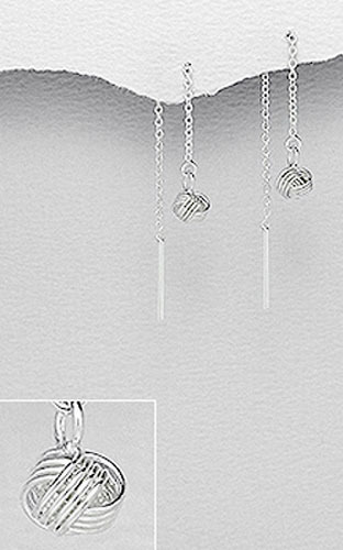 Solid Sterling Silver Threader Love Knot Dangle Earrings Dainty Cuties!