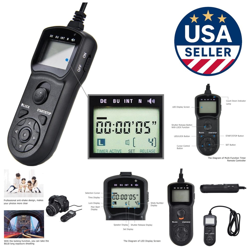 Ergonomic Digital Timer Remote Shutter Release for Olympus Cameras - 10m Range