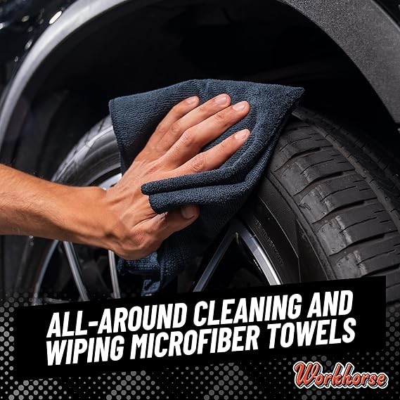 Chemical Guys - Workhorse Microfiber Towel, Black (16 in. x 16 in.) (Pack of 6)