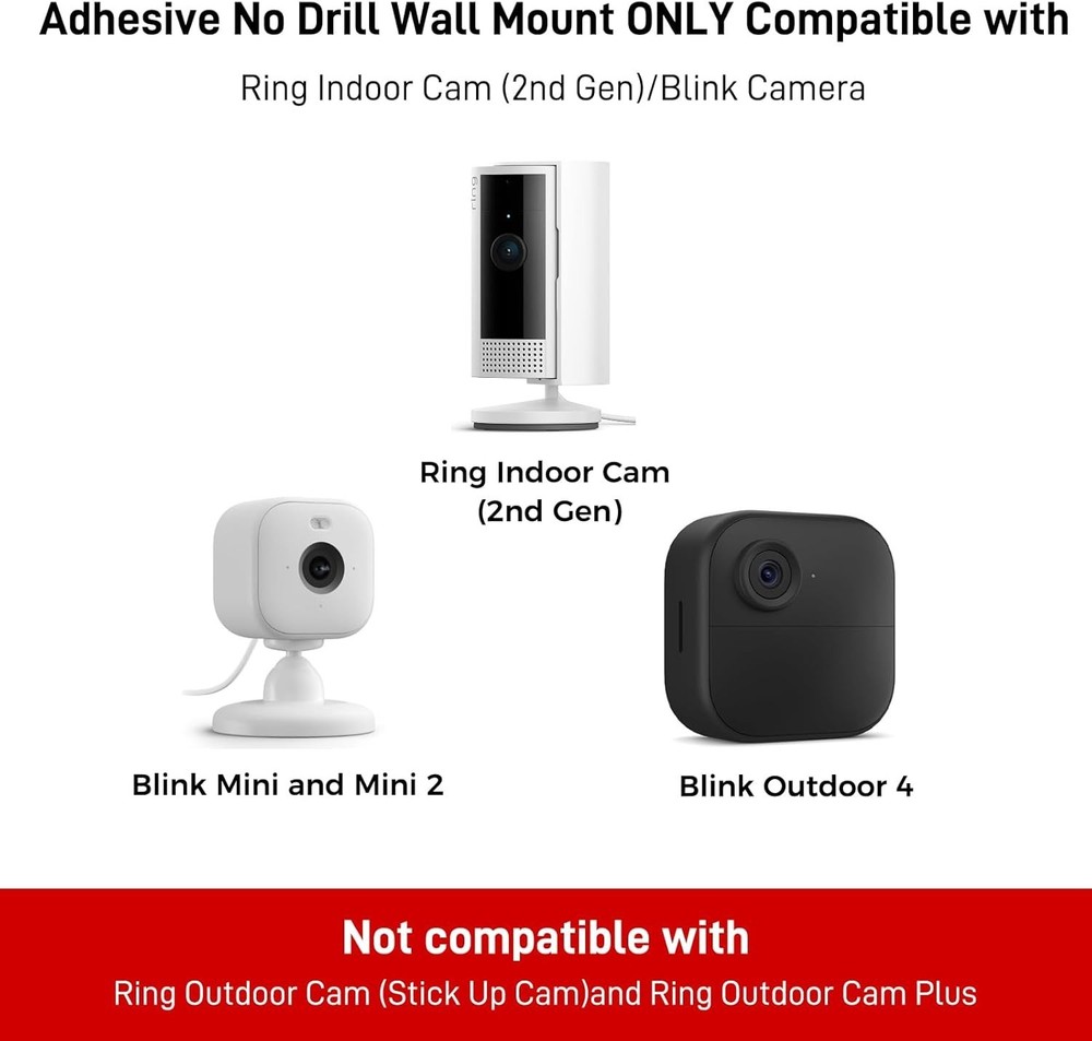 3 Pack Ring Indoor Camera No Drill No Screws Wall Mount Bracket Compatible wi...