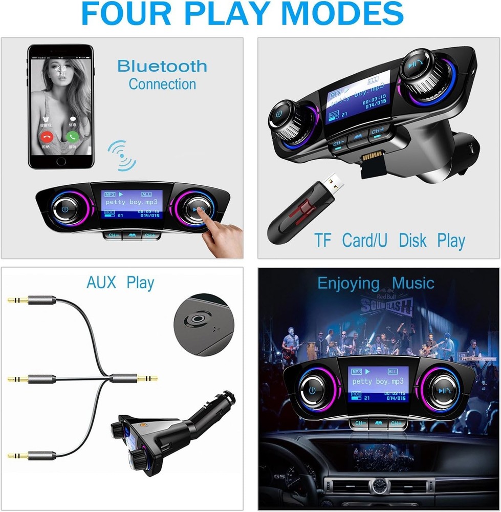 Bluetooth Car FM Transmitter MP3 Player Hands free Radio Adapter Kit USB Charger