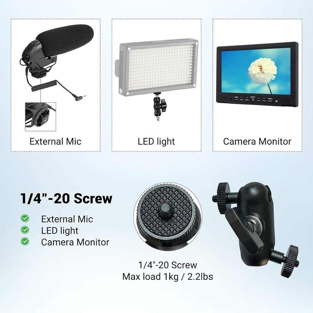 2-Pack Multi-Angle Magic Arm Mount-360° Swivel Clamp for Camera, Mic&LED Lights