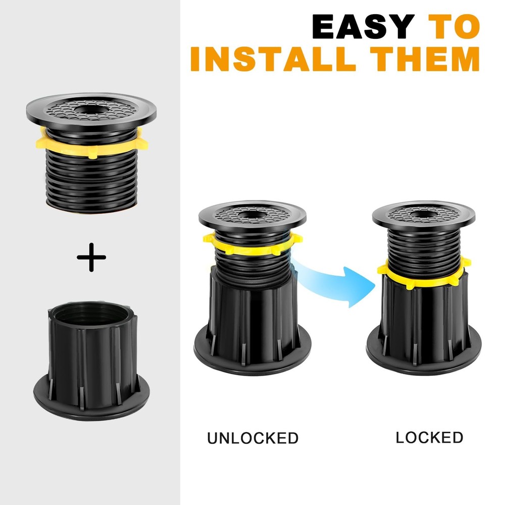 2-Pack Adjustable Height Bed Support Legs, Upgraded Bed Frame Support Legs, B...