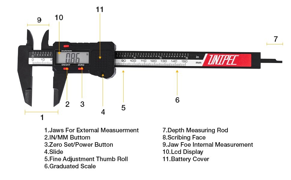 6" Digital Caliper 150mm LCD Micrometer Gauge Inch/MM Precision Tool