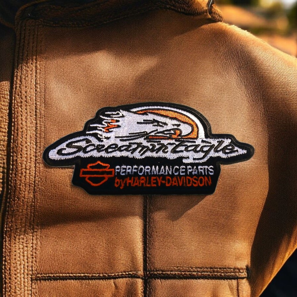 screamin eagle performance iron on / sew on  patch 5 x 2.5 inch