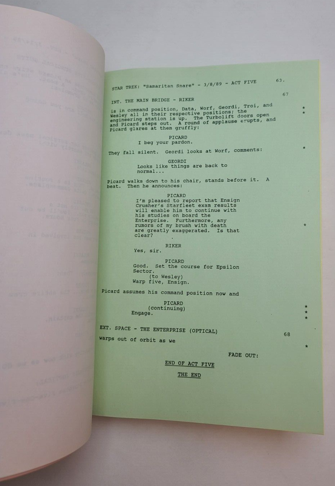 STAR TREK: THE NEXT GENERATION / 1989 TV Series Script, "Samaritan Snare"