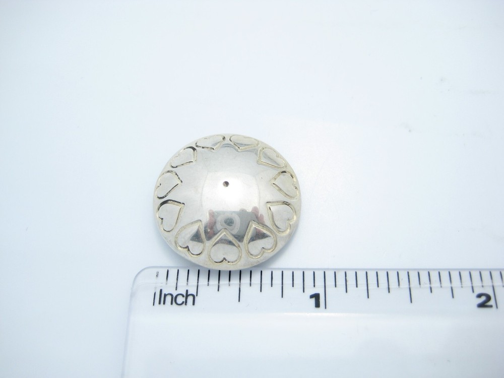 Sterling Silver Etched Heart Smooth Round Button Cover