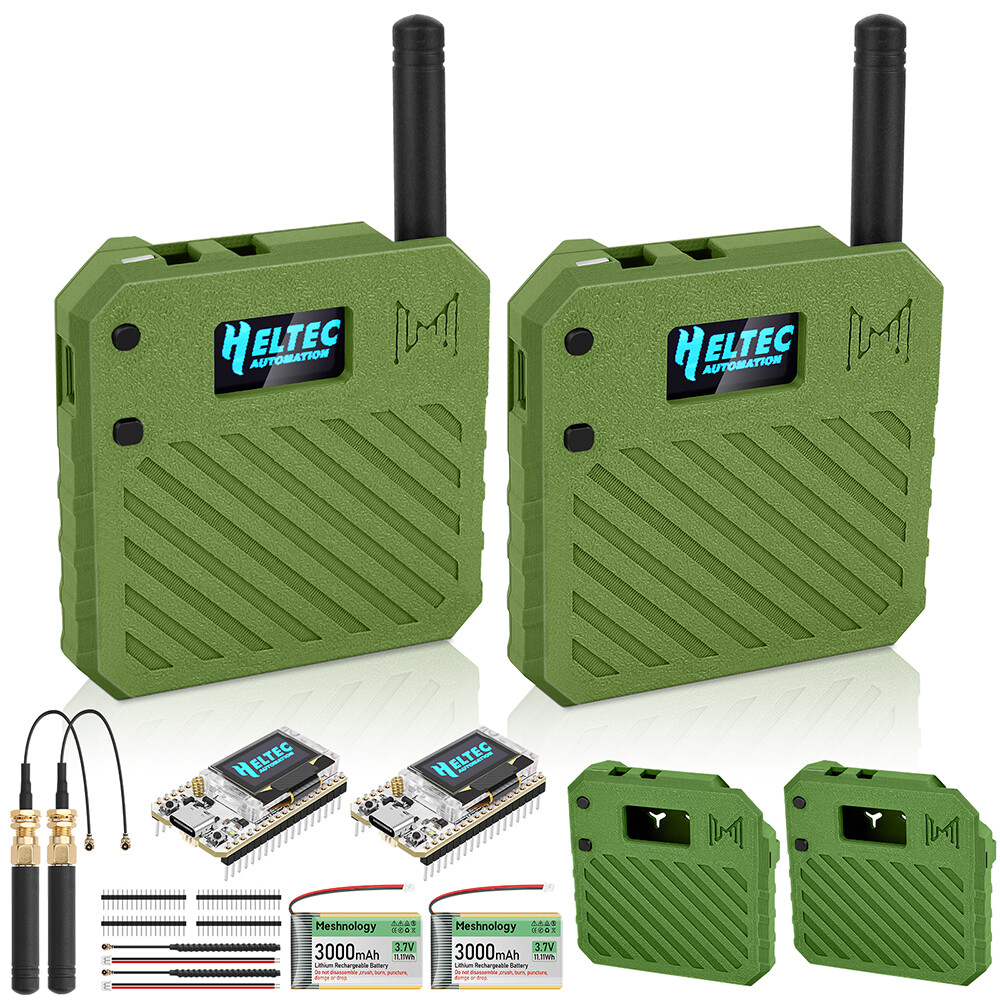 2 Sets 915MHz LoRa V3 ESP32 OLED Board + Antenna +Battery + Case for Meshtastic