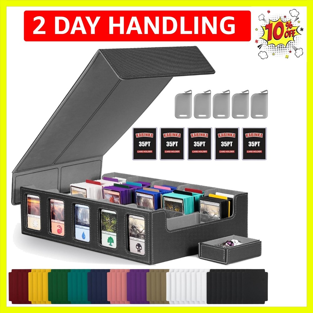 Trading Card Storage Box with Commander Display, 5-Row Deck Case with Removab...