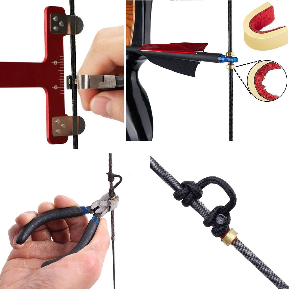 Archery Bow String Nocking Points Set with T Square Ruler Nocking Buckle Pliers