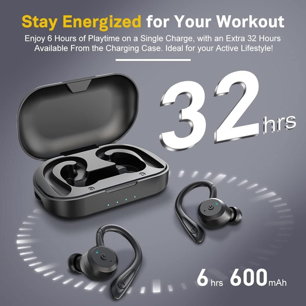 APEKX Bluetooth Headphones True Wireless Earbuds with Charging Case Black