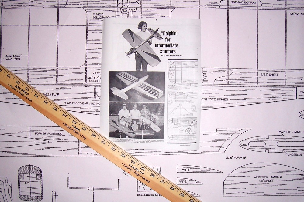 DOLPHIN PLAN + CONSTRUCTION ARTICLE for Lew McFarland's 48" UC Model Airplane