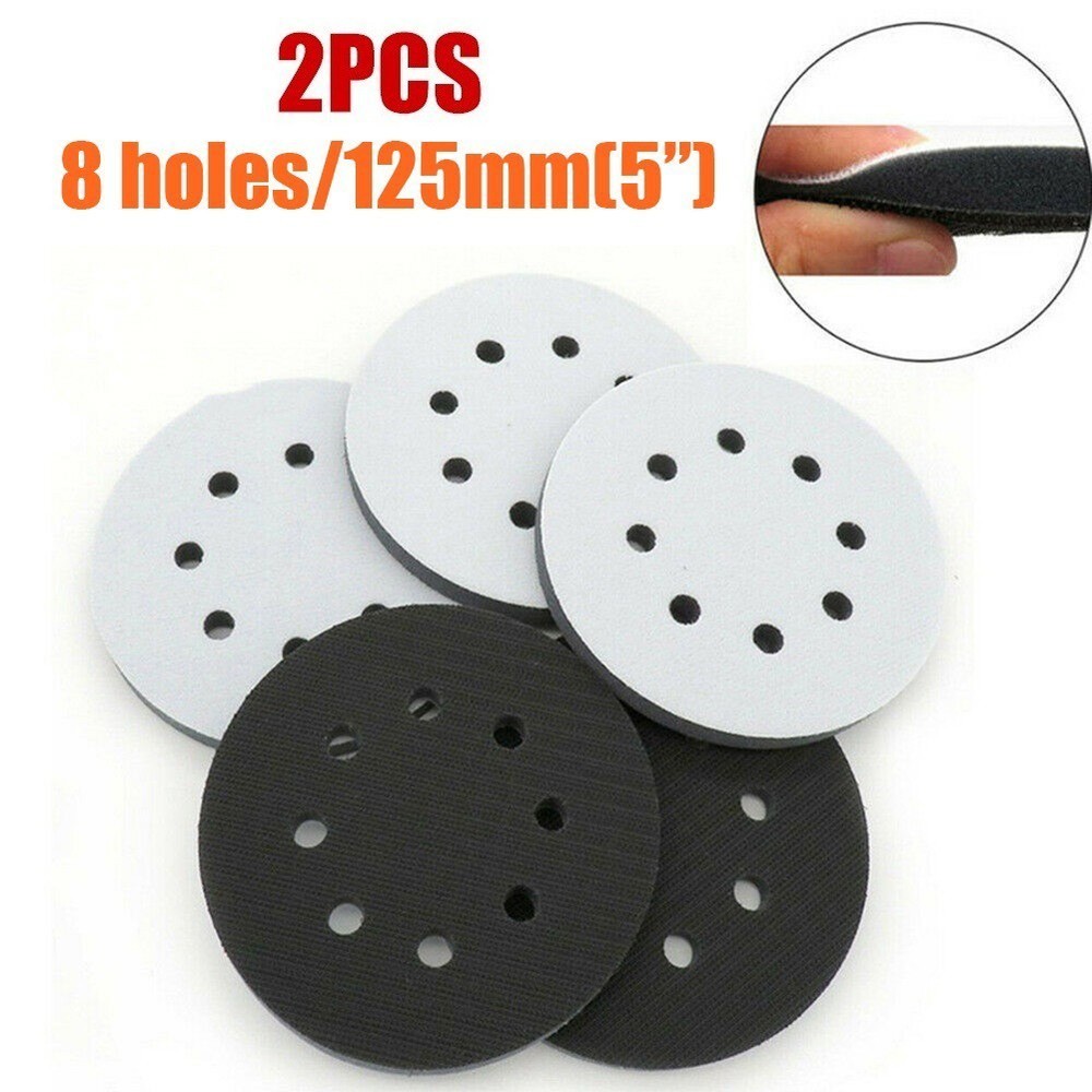 125Mm Sponge Interface Pad 2PCS 8-Hole Hook&Loop Inch Pads Soft Useful