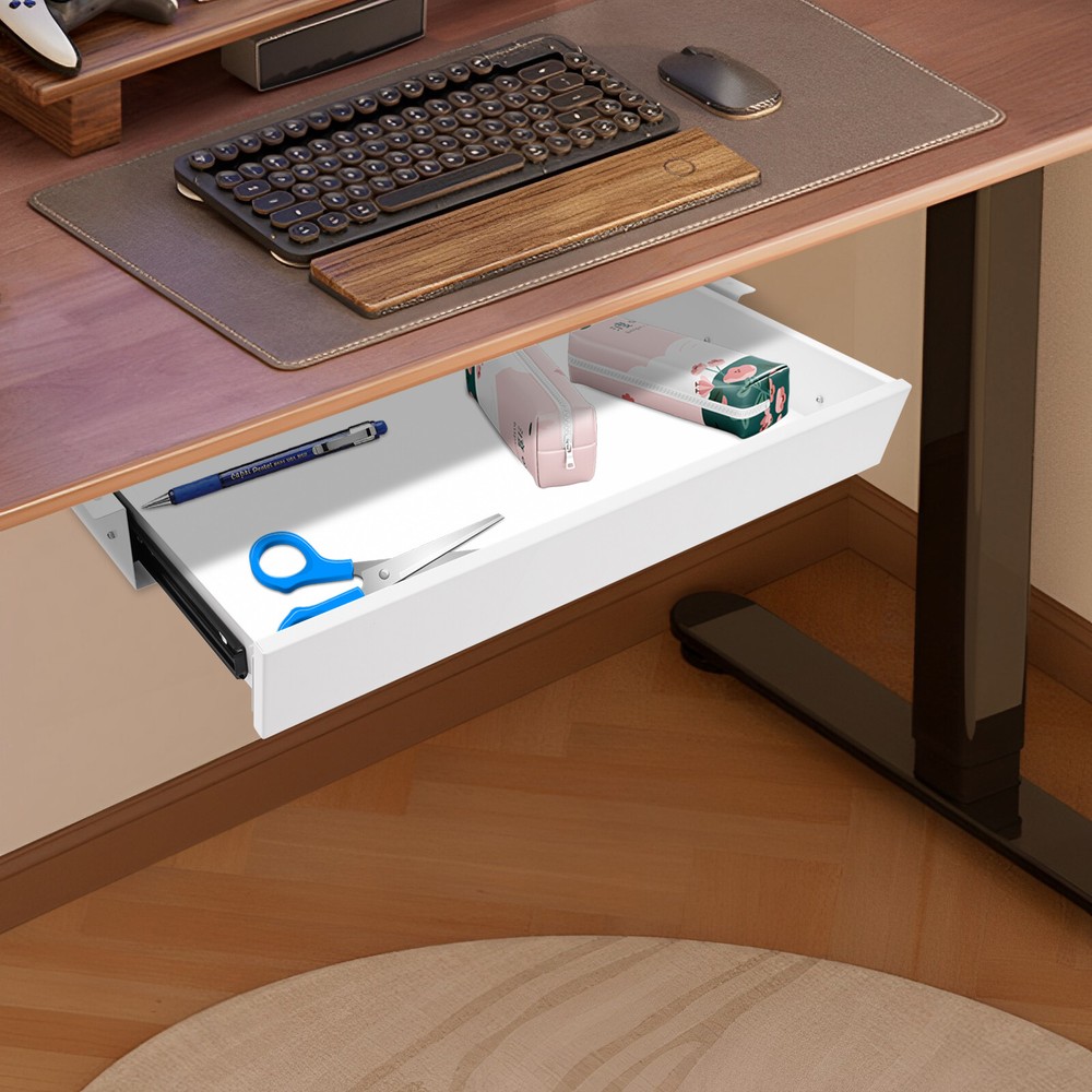 Under Table Mounted Sliding Pull-out Drawer Desk Mount Drawer Storage Organizer