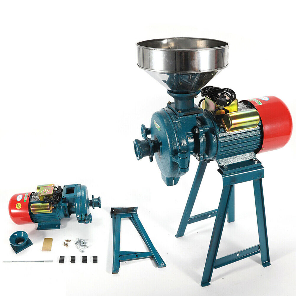 110V 3000W Electric Grain Corn Wheat Feed Mill Dry&Wet Cereals Grinder w/Funnel