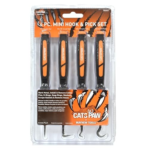 Tools 60003 CatsPaw Mini Hook and Pick Set, Chrome-Vanadium, 4-Piece Set