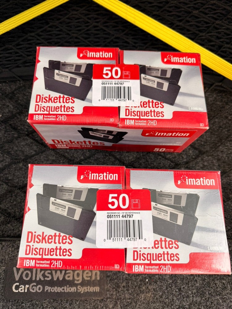 New Sealed Imation 3.5" High Density Diskettes - IBM Formatted 1.44 MB - 50-Pack