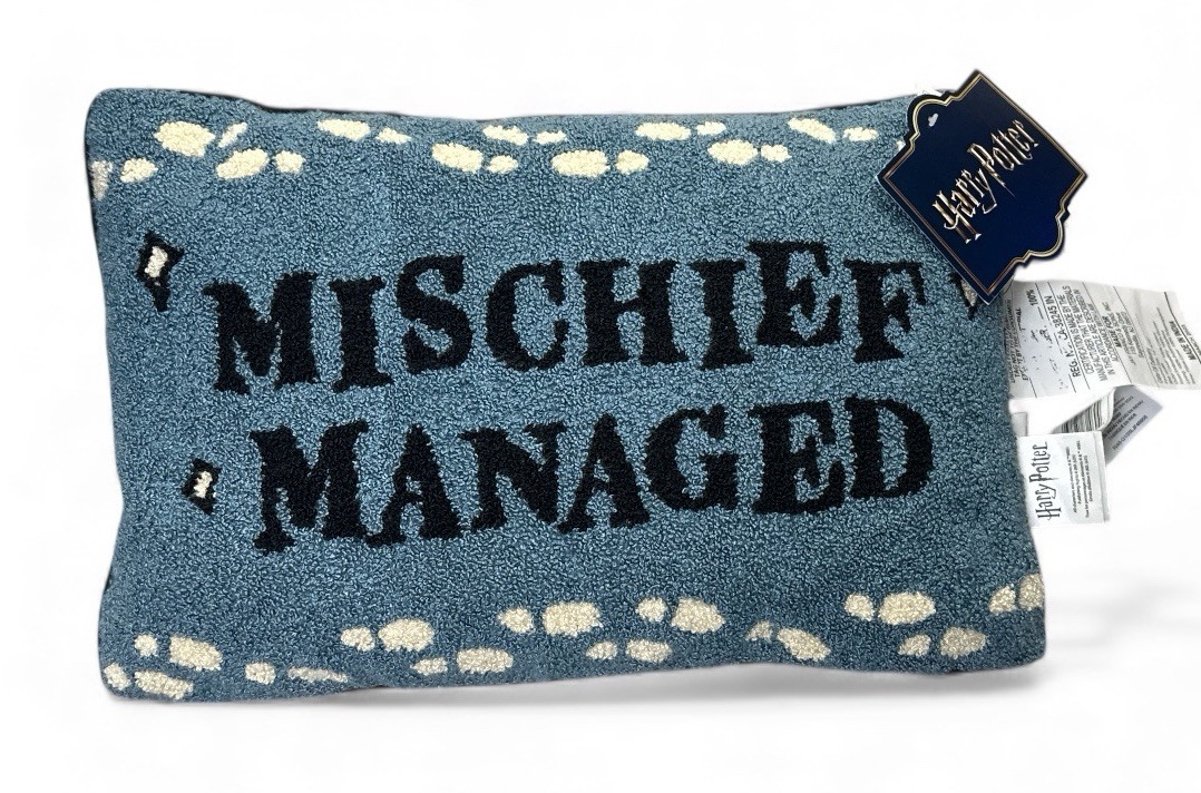 Harry Potter Mischief Managed Throw Pillow 9.5"x15" Blue Lumbar Cushion New
