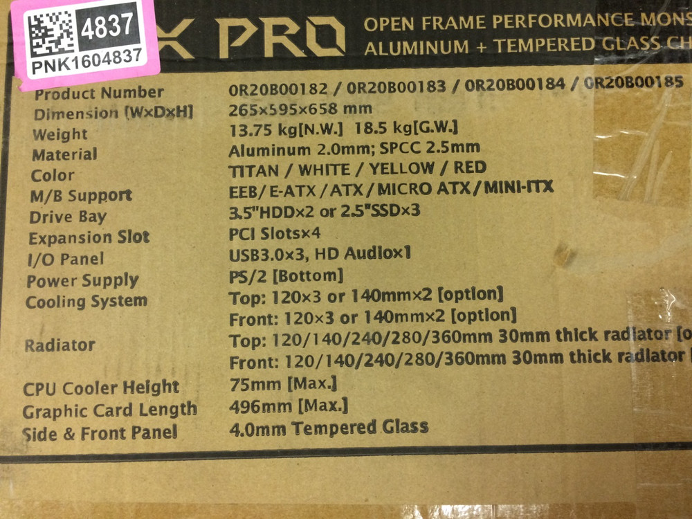 NYX Pro Titan Raijintek Open Frame Performance Computer Tower Case,Black,Aluminu