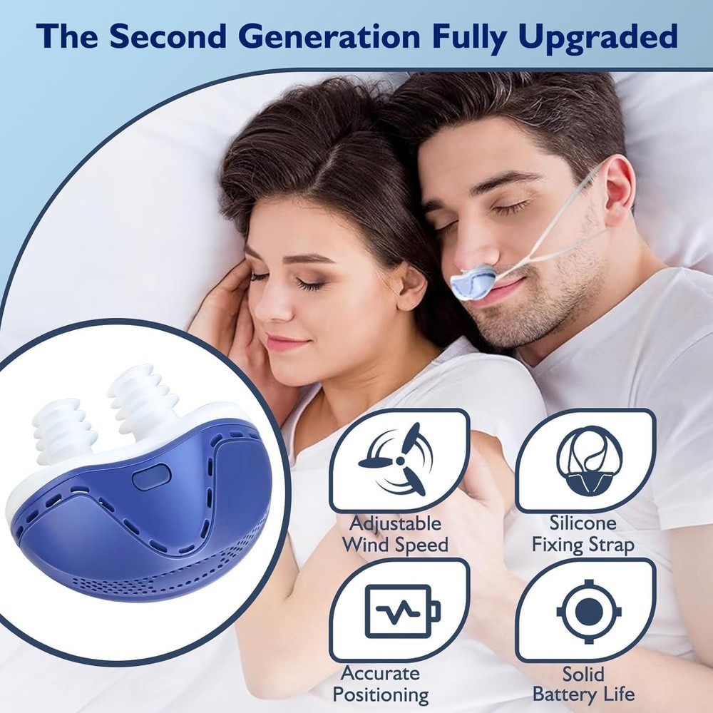 Double Vortex Anti Snoring Device, Adjustable Wind Speed Snoring Solution (Blue)