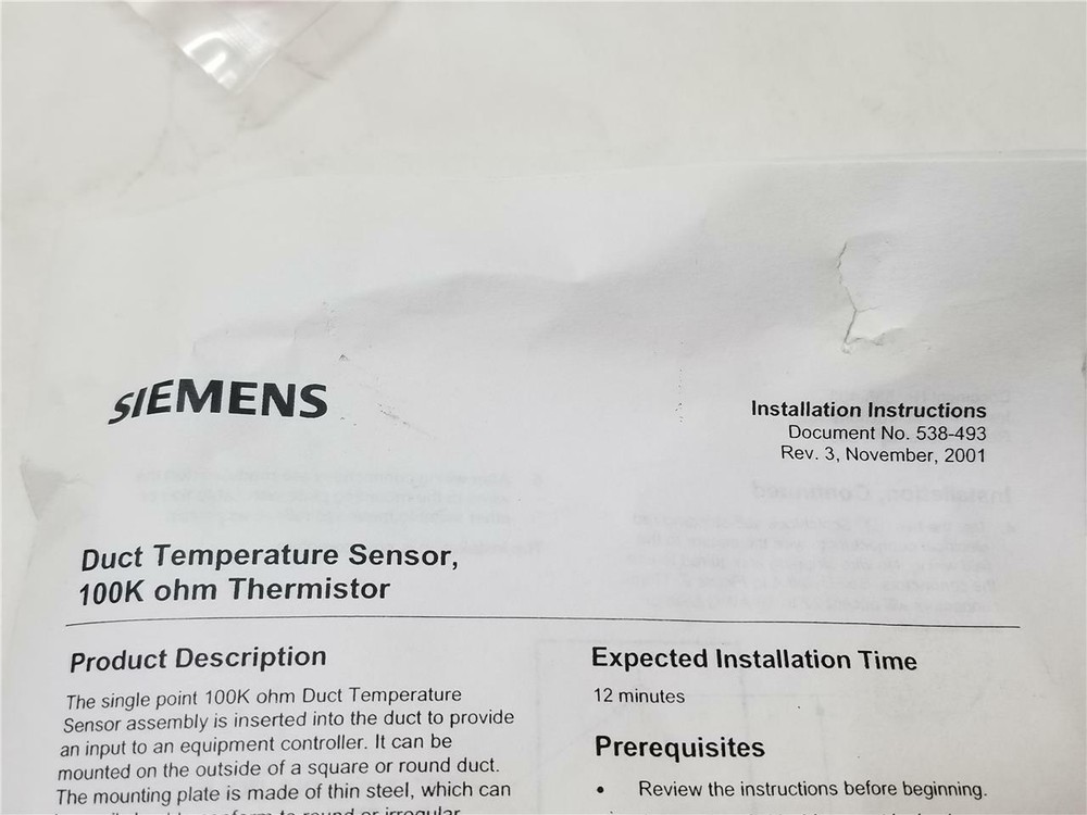 SIEMENS 536-811 DISCHARGE AIR SENSOR