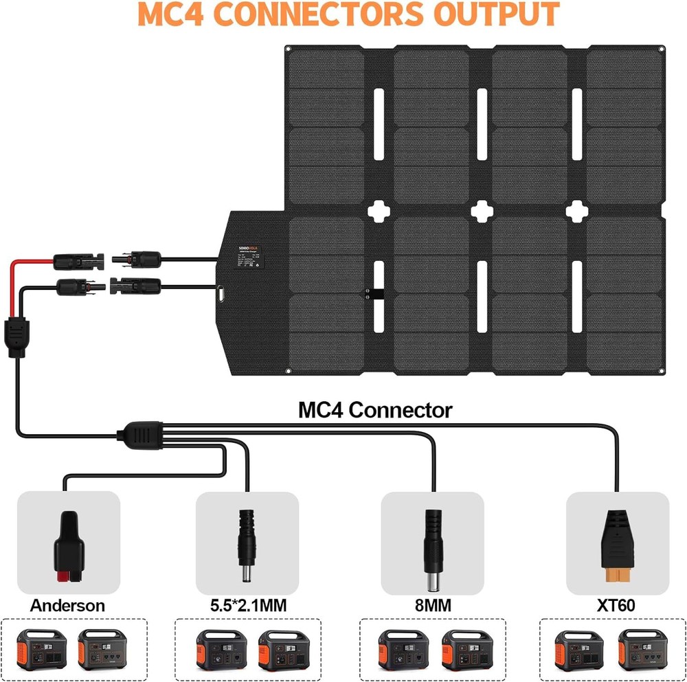 100W Portable Solar Panel MC-4 Foldable Charger Kits 18V