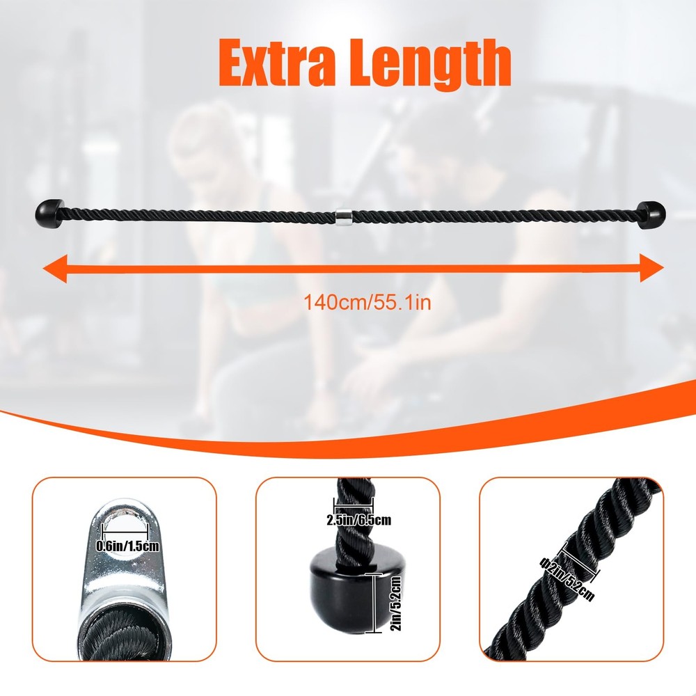 Long Tricep Pull Down Rope Exercise Tricep Rope 55 inch Pull Down Rope with L...