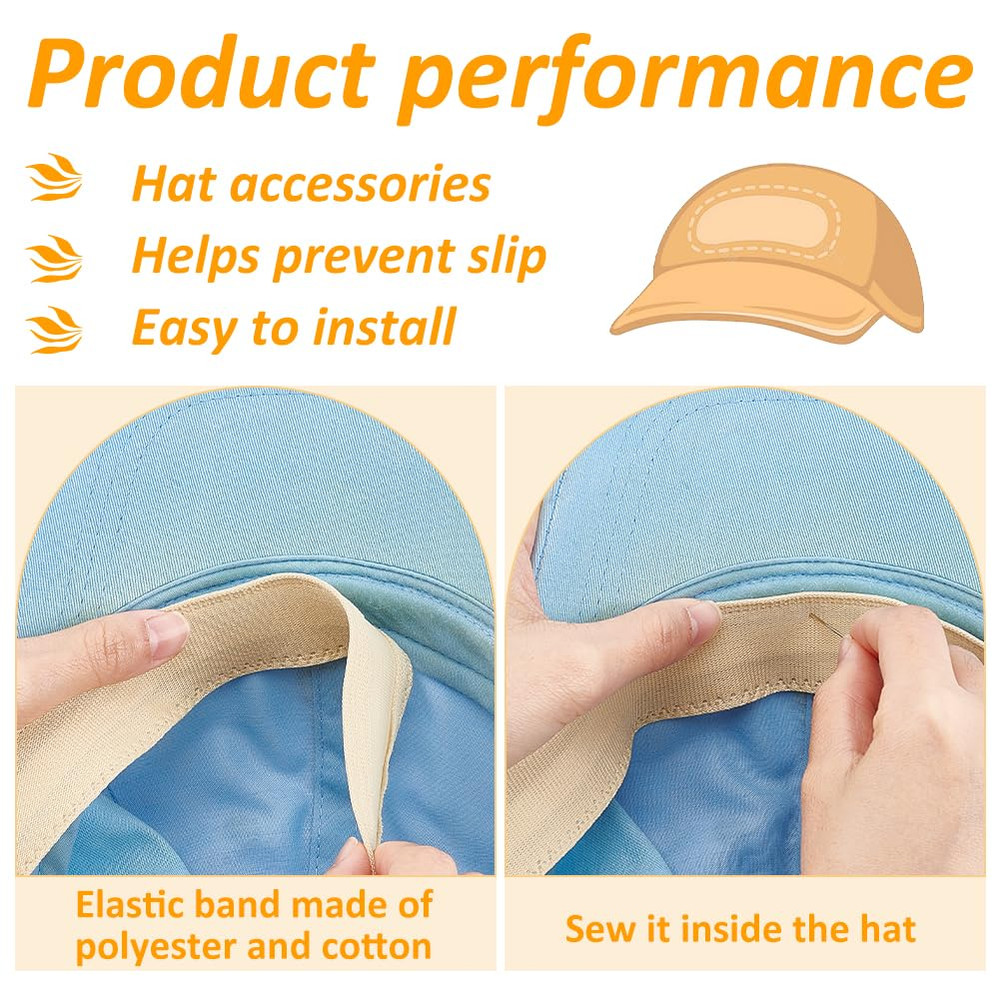 8Pc 2-Color Hat Size Tape Liner, Polyester Paste Style, Adjustable Band Hat Size