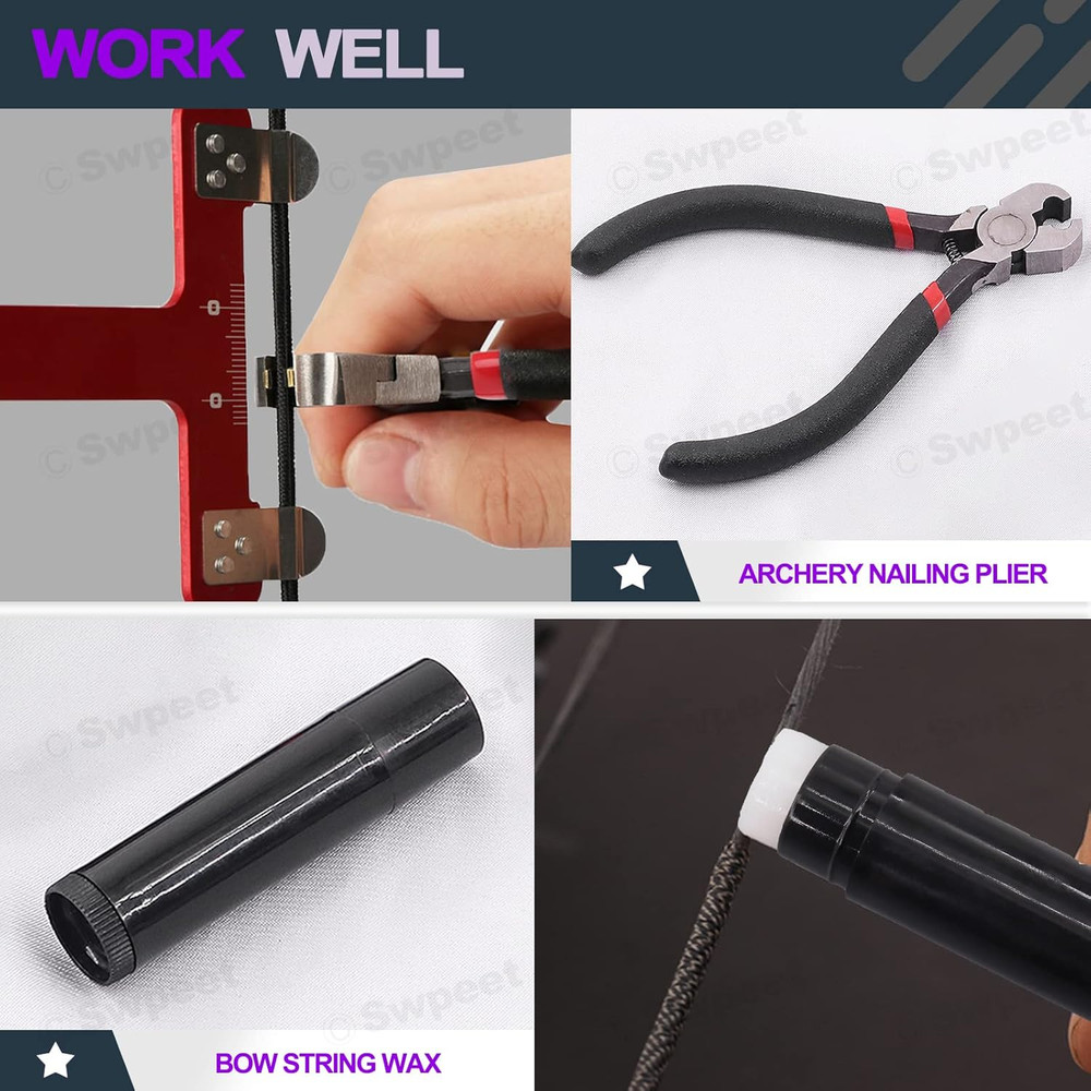 17Pcs Archery Bow String Tools Kit, Archery Nocking Buckle Plier, Bowstring Nock