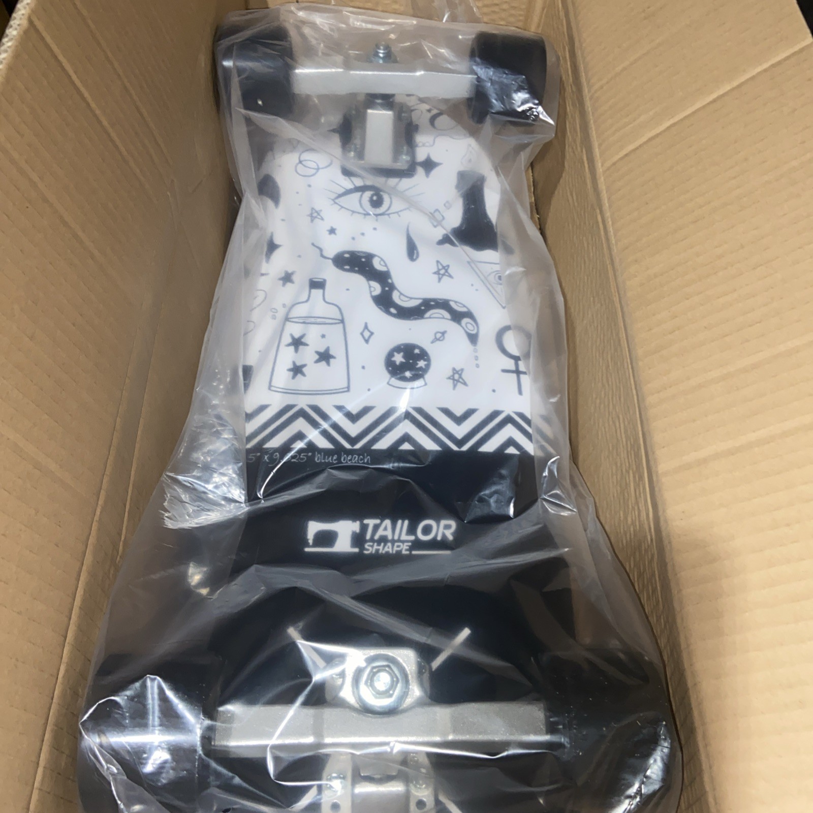 Complete Tailor Shape Skateboard (Blue Beach Black/White) Surf Skate New