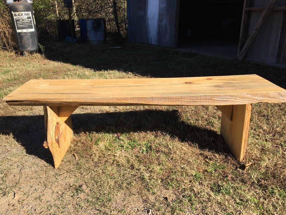 Handmade Pine bench without back. Weatherproofed 5 foot long.