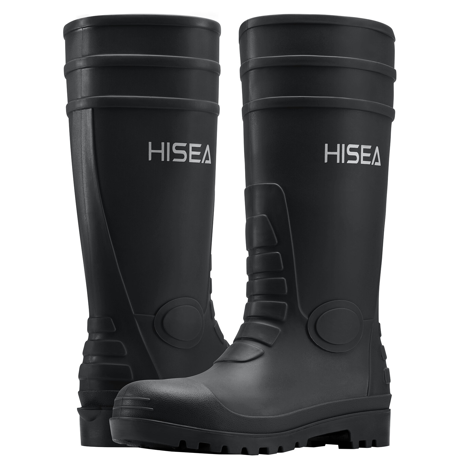 HISEA Men Steel Toe Rain Boots Waterproof Fishing Hunting Garden Mud Work Boots