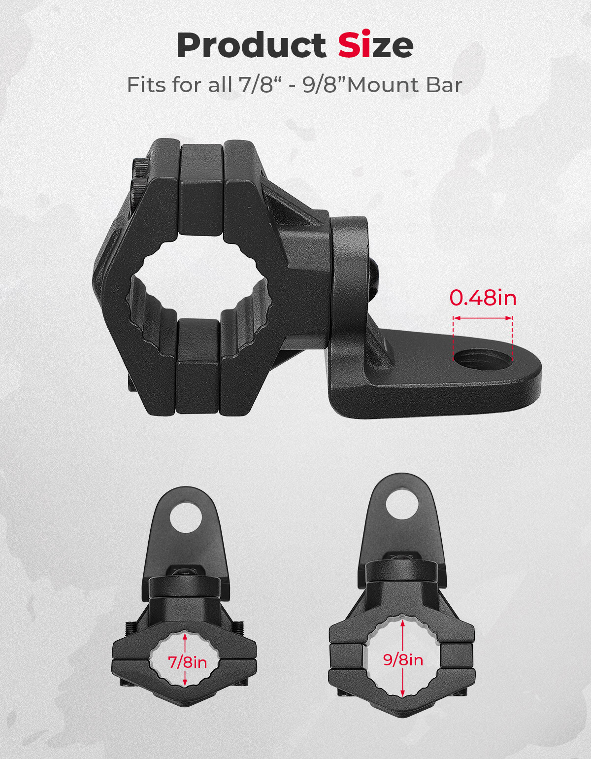 KEMIMOTO 2PC 7/8-9/8" ATV Flag Whip Light Mount Brackets for Yamaha Can-Am