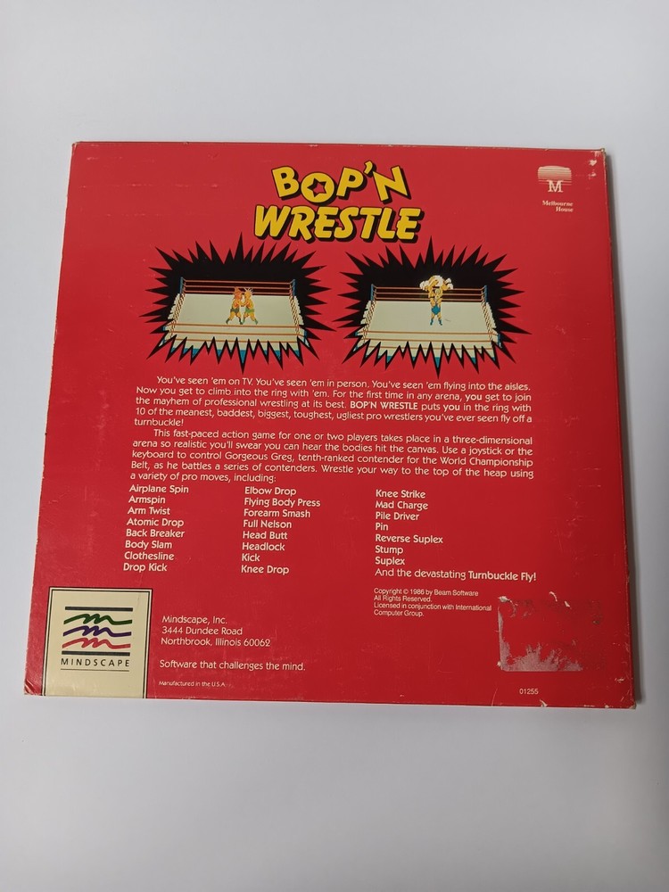 Commodore 64/128 Bop N Wrestle Computer Game Software Tested/Works