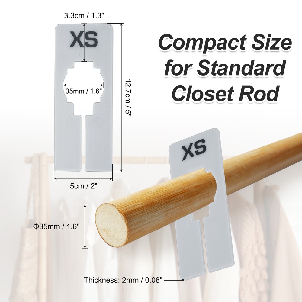 40 Pack Rectangle Clothes Dividers for Hanging Clothes 8 Sizes Grey