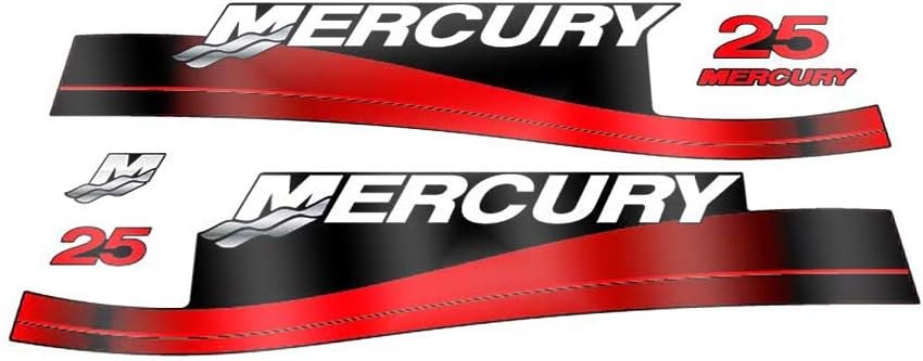 Mercury Marine 25 HP Outboards Motor Top Cowl Cove Decal Sticker Set 808499A00